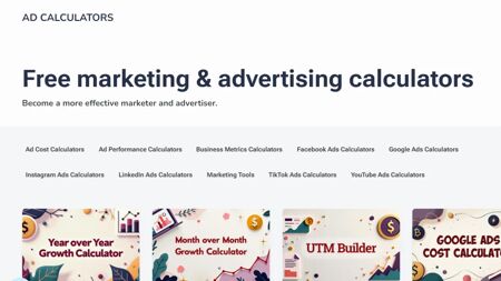 Ad Calculators Website Screenshot