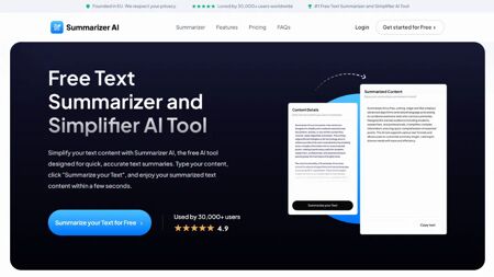 Text Summarizer AI Website Screenshot