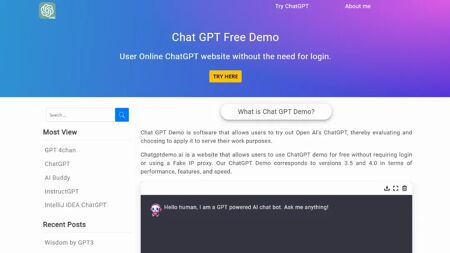 ChatGPT Demo Website Screenshot