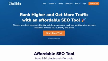 KatLinks SEO Tool Website Screenshot