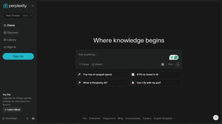 Perplexity AI Website Screenshot