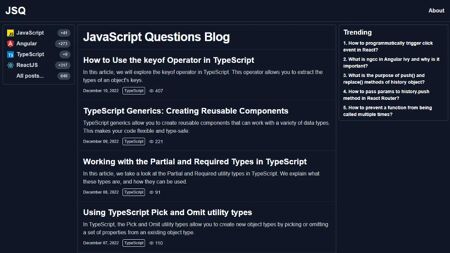 JavaScript Questions Blog Website Screenshot