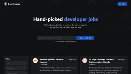 Dev Employ Website Screenshot