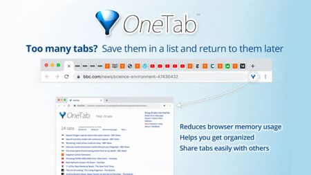 OneTab Website Screenshot