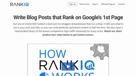 RankIQ Website Screenshot