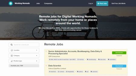 Working Nomads Website Screenshot