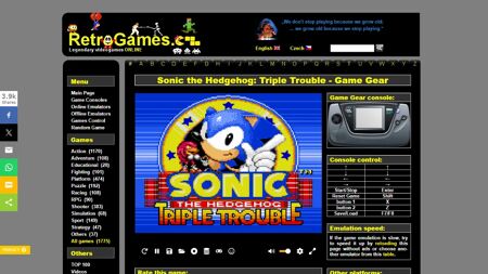 RetroGames.cz Website Screenshot