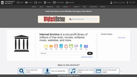 Wayback Machine Website Screenshot