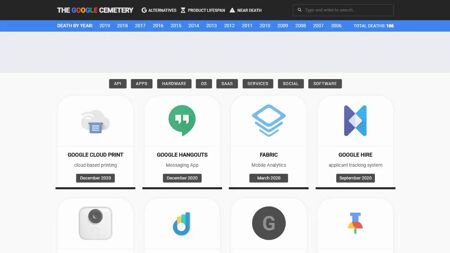 The Google Cemetery Website Screenshot