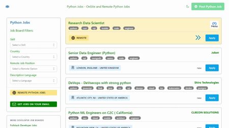 Python Jobs Website Screenshot