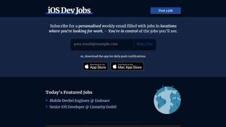 iOS Dev Jobs Website Screenshot