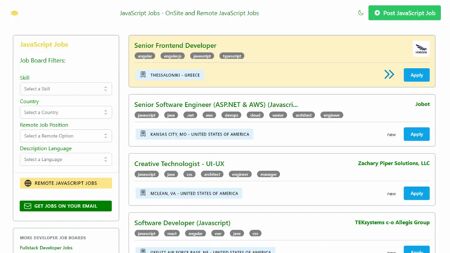 JavaScript Jobs Website Screenshot