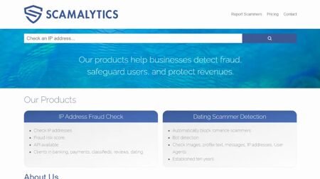 Scamalytics Website Screenshot