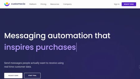 Customer.io Website Screenshot