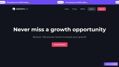 Growth List Website Screenshot