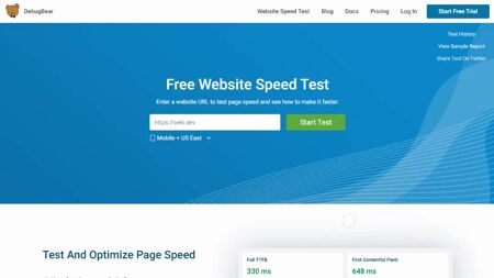 DebugBear Speed Test Website Screenshot