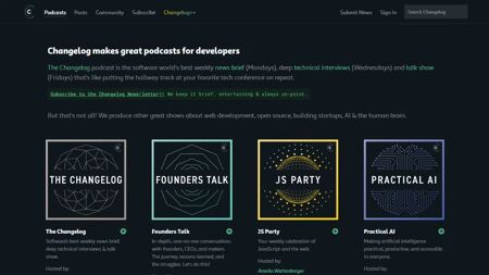 The Changelog Website Screenshot