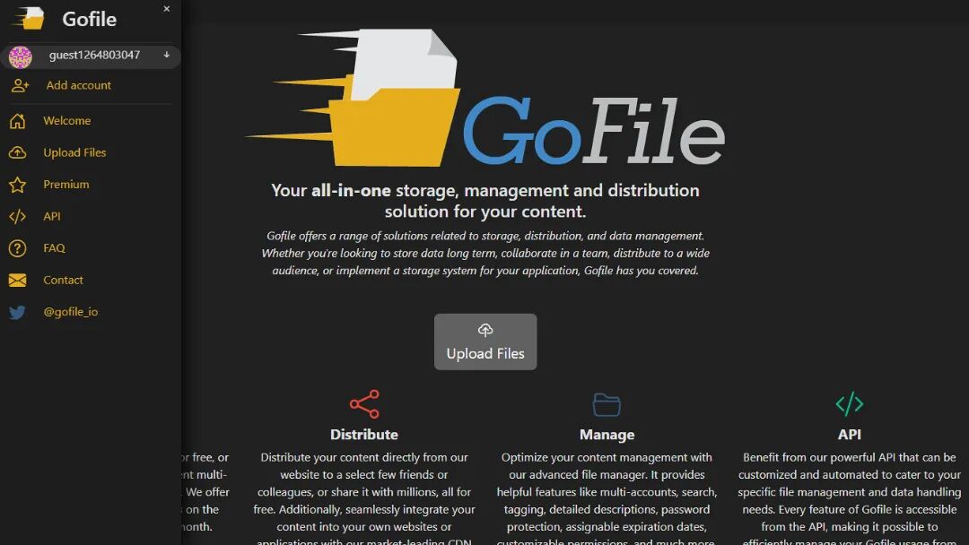 Gofile Screenshot