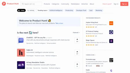 Product Hunt Website Screenshot