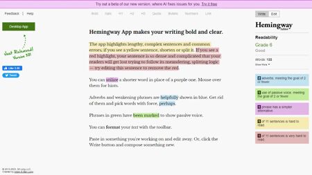 Hemingway Editor Website Screenshot