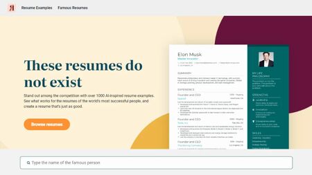 ChatGPT Famous Resumes Website Screenshot