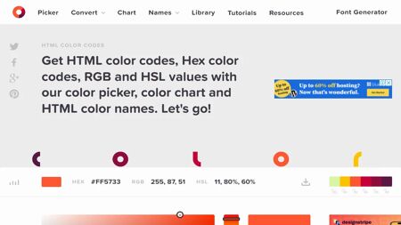 HTML Color Codes Website Screenshot