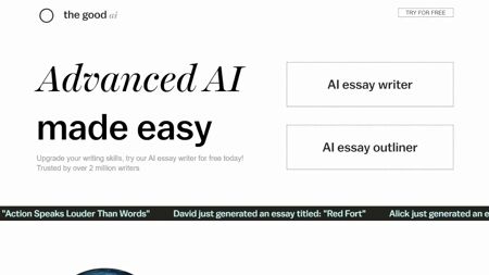 The Good AI Essay Writer Website Screenshot