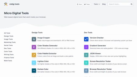 Micro Digital Tools Website Screenshot