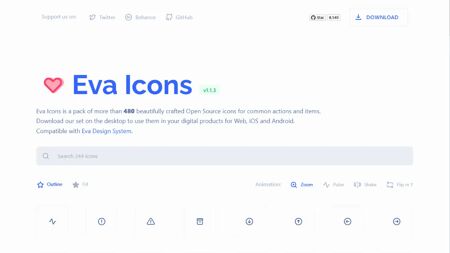 Eva Icons Website Screenshot