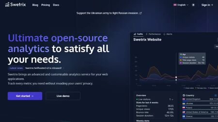 Swetrix Website Screenshot