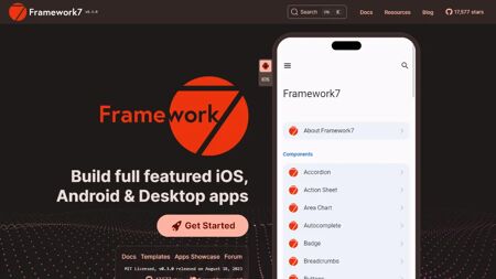 Framework7 Website Screenshot