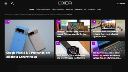 XDA Developers Website Screenshot