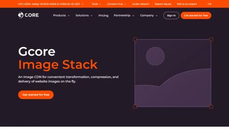 Gcore Image Stack Website Screenshot