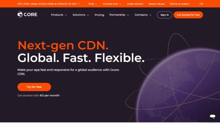 Gcore CDN Website Screenshot