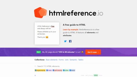 HTML Reference Website Screenshot