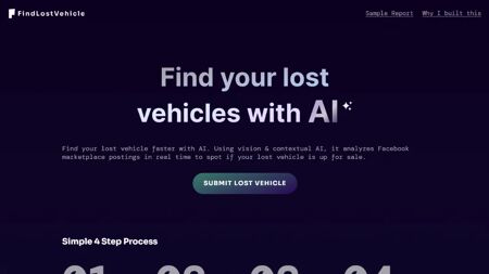 Find Lost Vehicle Website Screenshot