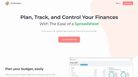 EzyBudget.io Website Screenshot