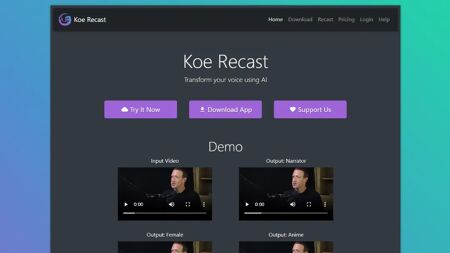 Koe Recast Website Screenshot