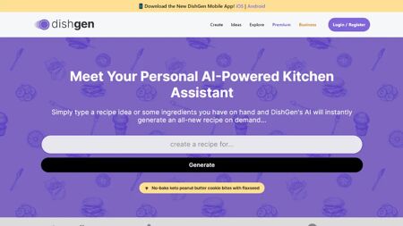 DishGen Website Screenshot