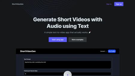 ShortVideoGen Website Screenshot