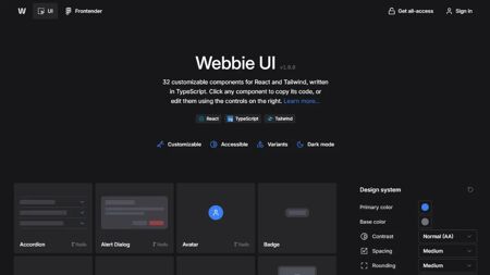 Webbie UI Website Screenshot